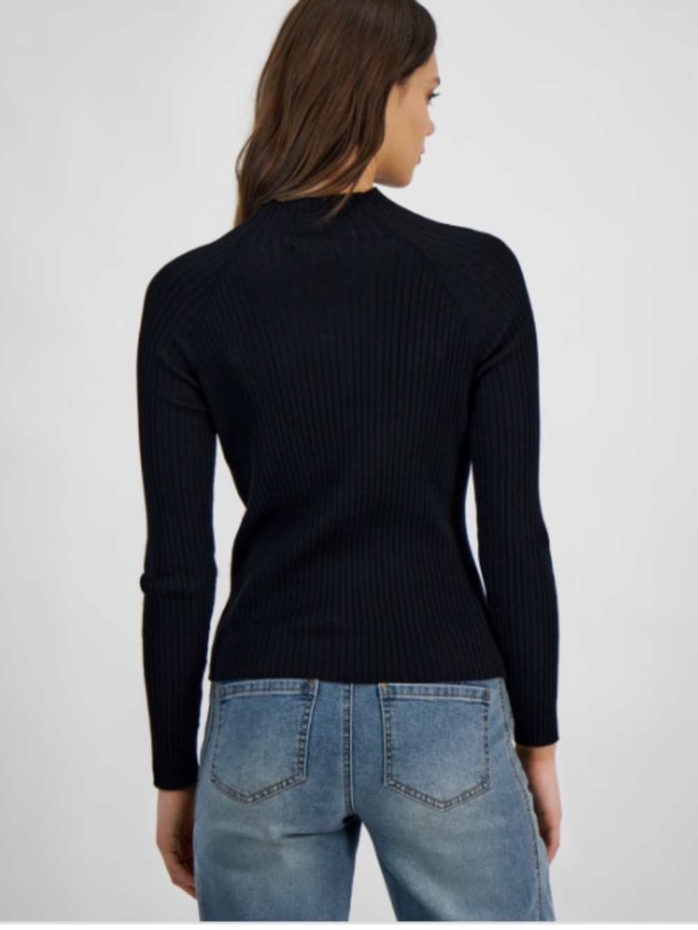 Hooked up by Iot Juniors' Mock-Neck Rib-Knit Sweater - Black SIZE XS NWT - Picture 4 of 4